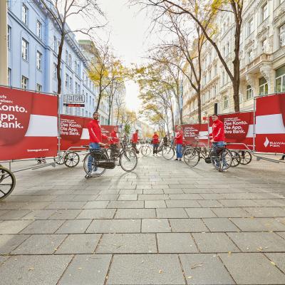 Boomerang.at - Bawag Das Konto - Outdoor Framebike Projektionen Coffee Bike Streetbranding - 7